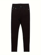 Women's High Waist Stretch Skinny Jeans Metal Button Detail Street Style Slim Fit Denim Pants 10 Colors S-XXL