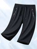 Women's Cooling Capri Pants Solid Color Mid Elasticity Smooth Fabric - Casual Lightweight Summer Cropped Pants for Daily Outings Leisure Travel Beach Vacation