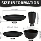 Wheat Straw Dinnerware Set 16 or 32 Piece Unbreakable Lightweight Dish Set with Dinner Plates Dessert Plates Bowls and Cups Dishwasher Microwave Safe Modern Kitchen Tableware Gift for Thanksgiving Christmas