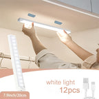 LED Motion Sensor Cabinet Lights USB Rechargeable 6 9 12pcs Wireless Night Light 3 Adjustable Modes for Bedroom Staircase Kitchen Closet Under Cabinet Bedside Reading Hallway Home Lighting