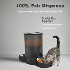 Automatic Cat Feeder 3L Dual Bowl – 102.5oz Timed & Portion-Controlled Pet Food Dispenser for Cats & Dogs, 1-6 Meals Per Day, Anti-Clog Push-Button, Battery Operated, Black