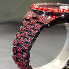 Rhinestone Couples Watch Set Luxury Quartz Movement Calendar Luminous Display for Men Women Red and Ice Blue Rhinestone Party Fashion Gift Watch