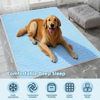 2026 Upgraded Summer Pet Cooling Mat - Ice-Cool Sweat Absorbent Sleeping Pad for Cats & Dogs, Keeps Pets Cool All Summer, 3 Sizes M/L/XL for Small Medium & Large Pets (Blue)