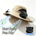 Men's Wide Brim Sun Hat with 2 Built-In Fans – Breathable UV Protection Fishing Hat for Outdoor Camping Hiking Beach Summer