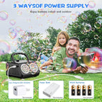 Automatic Bubble Machine Upgraded Thickened 2-Fan Design 20000 Plus Bubbles Per Minute Plugin or Battery Powered Portable Indoor Outdoor Bubble Blower for Birthday Party Wedding Kids White Black