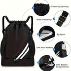 Lightweight Sports Drawstring Backpack for Men & Women | Gym Bag for Basketball Yoga Fitness | Spacious Polyester Shoulder Bag with Drawstring Closure & Inner Pouch | 6 Colors