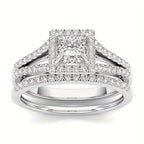 9 Piece Princess Cut Cubic Zirconia Bridal Wedding Ring Set for Women – Stackable Engagement Rings, Classic Jewelry Gift for Girlfriend & Wife