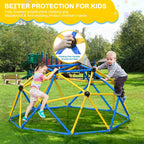 6-Foot Outdoor Kids Climbing Dome Backyard Jungle Gym with Stainless Steel Frame Weather-Resistant 600 Lbs Capacity Safe Activity Center Gift for Boys Girls Ages 3 to 10 Years Yellow Blue