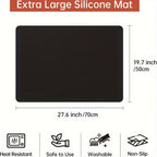 Silicone Electric Stove Top Cover Mat 28"x20" – Heat-Resistant Up to 450°F, Non-Slip Washable Ceramic Glass Cooktop Protector, Extra Large Flat RV Range Cover & Multipurpose Kitchen Mat, Black