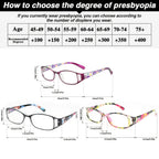 9 Pack Vintage Floral Square Frame Reading Glasses for Women, Lightweight Stylish Readers with Flower-Embellished Frames for Office & Everyday Use, Perfect Gift Set