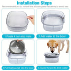 Dog Water Bowl 2L No-Spill Large Capacity – Slow Water Feeder with Transparent Design & Anti-Spill Floating Disk, Spill-Proof Pet Water Dispenser for Dogs and Cats, Easy to Clean Travel Bowl