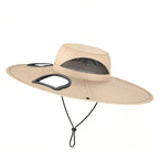 Men's Wide Brim Sun Hat with 2 Built-In Fans – Breathable UV Protection Fishing Hat for Outdoor Camping Hiking Beach Summer