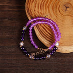 2-Pack Bohemian Natural Amethyst Double Layer Necklace Purple Stone Crystal Pendant Women Vintage Handcraft Mother's Day Birthday Gift
