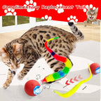 Automatic Rolling Cat Ball Toy USB Rechargeable Luminous Self-Entertaining Smart Cat Toy Bite-Resistant Plastic with Caterpillar Tail for Indoor Cats Kittens Second Gen Upgrade