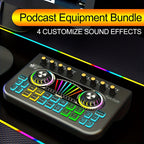 Microphone Mixer Bundle Kit for Podcast Recording Studio – Audio Mixer with Mic Stand, Sound Card, Streaming & Karaoke Setup for PC Phone Gaming