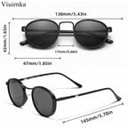 Polarized Sunglasses for Men & Women – Round Metal Frame UV400 TAC Lens, Lightweight Retro Unisex Eyewear with Protective Case, Ideal for Driving Fishing Hiking Travel, Birthday Father's Day Gift