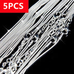 5-Piece 925 Silver Plated Snake Chain Necklace Set – 1mm Solid Bead Chain for Women & Men, Multiple Lengths 18-30 Inch, Layering Necklace Gift Set with Gift Bag
