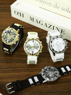 2-Pack Men's Large Dial Silicone Strap Quartz Watch Set Sports Business Casual Wristwatch Round Dial 5 Color Combos Gift for Him
