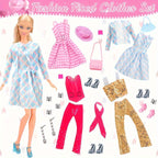 20pcs Fashion Doll Clothes and Accessories Set for 11.5-12 Inch Dolls - 5 Dresses 3 Tops 3 Pants 7 Pairs Shoes 2 Bags, Random Style Doll Outfit Gift for Girls, Christmas Birthday Present, Doll Not Included
