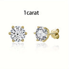 S925 Sterling Silver Moissanite Stud Earrings for Women – Vintage Elegant Style, 0.5CT 1CT 2CT 3CT, Gold & Silver, Daily Wear & Party Jewelry Gift