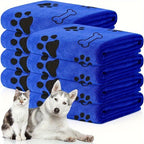 Microfiber Dog Towel with Paw Print - Quick-Dry Super Absorbent Pet Bath Towel 13.5x29.5 Inch, Soft Durable Dog Drying Towel for Bathing & Grooming, Available in 1 or 3 Pack