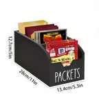 Wooden Divided Spice Box Vintage Rustic Kitchen Countertop Organizer, Multi-Compartment Storage Container for Seasoning Bags, Tea Bags, Coffee & Snacks, Space-Saving Home Decor Display Rack