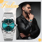 Men's Stainless Steel Quartz Watch – Luminous Dial, Date Calendar, Analog Business Wristwatch for Men, Classic Round Face, Solid Steel Band, Multiple Colors Available