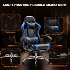 Ergonomic Gaming Chair with Footrest & Lumbar Support – Racing Style Esports Computer Chair, Fixed Armrests, Adjustable Recliner, Home Office Desk Chair for Adults