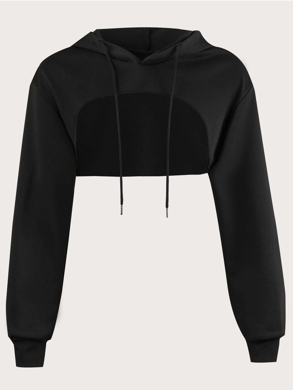 Women's Super Short Crop Hoodie – Drawstring Hood Dipped Hem 100% Polyester Casual Pullover Top for Fall & Winter