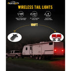 Wireless Magnetic Trailer Light Kit 26 LED Towing Tail Lights with 7-Pin Plug – Stop Turn Brake Backup Reverse IPX5 Waterproof 100FT Range for Trucks & Trailers 12-24V