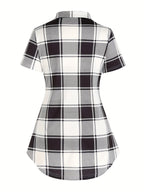 Women's Two-Piece Set Plaid Button Front Shirt & Solid Cami Top – Casual Summer Matching Outfit Set for Women S M L XL XXL Purple Milky Green