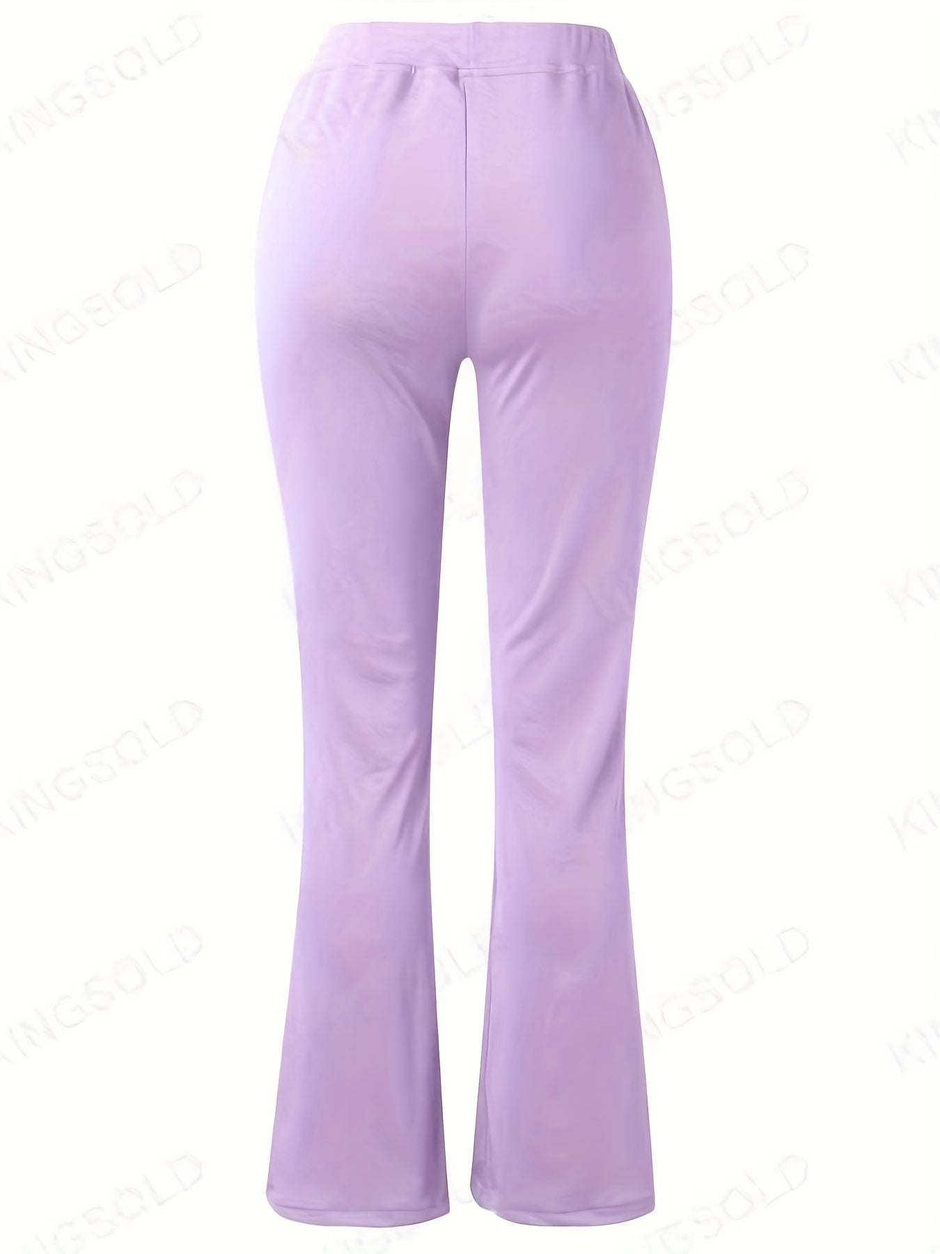 Women's High-Waist Stretch Flared Trousers | Elastic Waistband Wide Leg Pants with Pockets Casual Elegant Spring Summer Long Pants