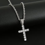 4-Piece Men's Punk Jewelry Set Quartz Watch Cuban Chain Necklace Bracelet and Cross Necklace with Rhinestone Details Hip Hop Style Gift for Men