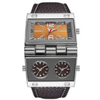 Men's Luxury Sports Quartz Watch with Dual Time Zone Display - Analog Pointer Alloy Case Faux Leather Strap Battery Powered Wristwatch for Men, Business Casual & Outdoor Gift