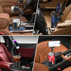 Car Phone Cup Holder Mount 2-in-1 Swivel 360° Rotation Universal Fit for Cars SUVs Trucks with Shock Absorption Trim - Black Extender