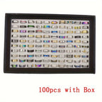 100 Pcs Stainless Steel Rings Bulk Set with Box – Assorted Mixed Styles Heart & Stripe Bands for Women, Men & Couples, Colorful Wholesale Jewelry Gift Pack, Random Assortment