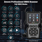 OBD2 Scanner Diagnostic Tool Universal Check Engine Code Reader with Reset Function Mode 6 & 8 I/M Readiness Test – Compatible with All 1996+ OBDII Cars Trucks SUVs – Grey