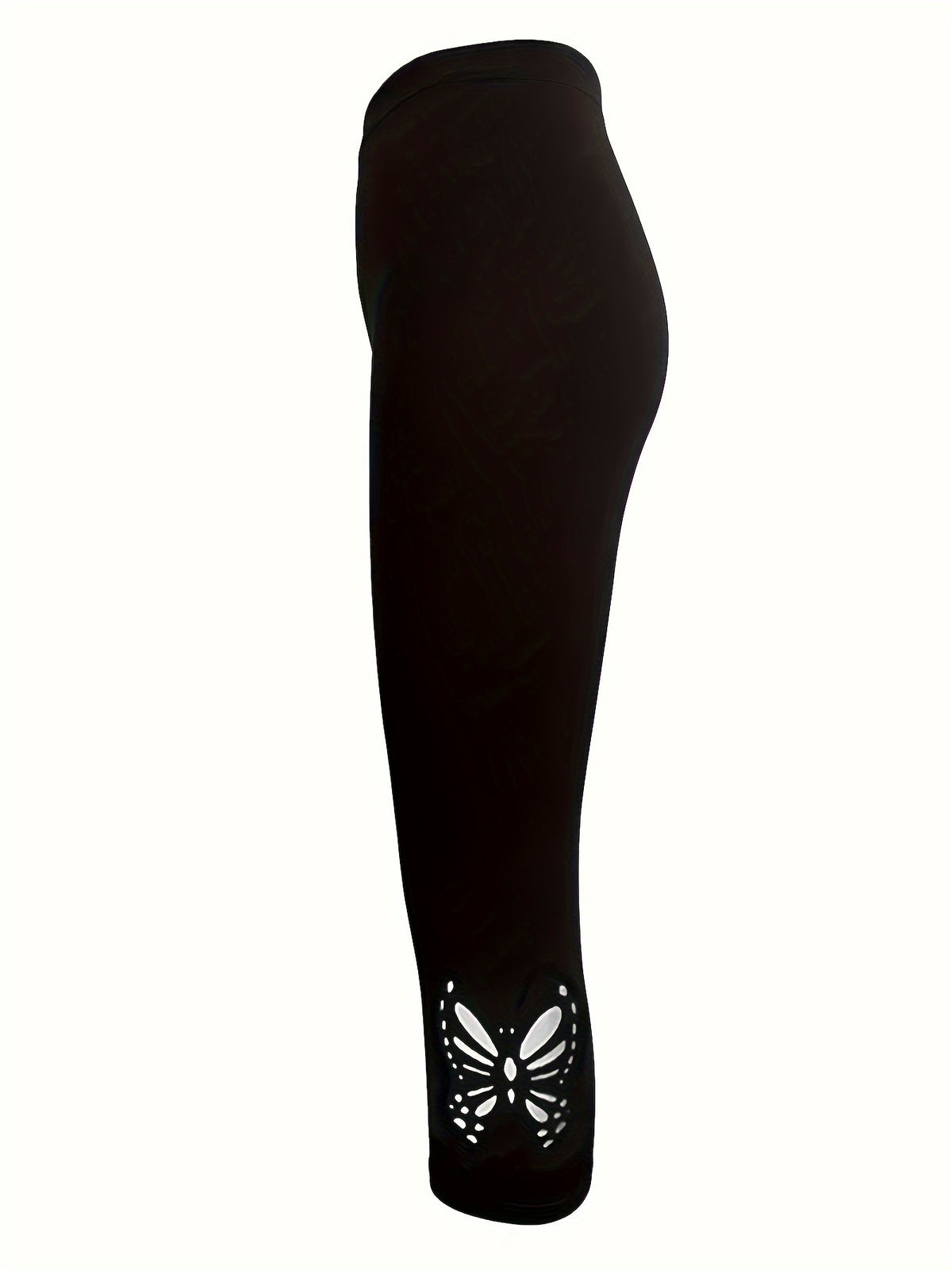 Women's Butterfly Hollow Cutout Three-Quarter Leggings High Elasticity Non-Sheer Tight Pants - Stylish Capri Leggings for Yoga Gym Casual Wear All Seasons