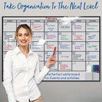 A3 Large Erasable Whiteboard Calendar – Reusable Dry Erase Monthly & Weekly Wall Planner for Office, Home & School, Includes Markers, Family Schedule, Gym & Yoga Planner