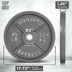 Cast Iron Weight Plates 2-Inch Solid Baked Enamel Finish for Strength Training Weightlifting Bodybuilding Powerlifting Home Gym Barbell 2.5 5 10 25 35 45 100LB