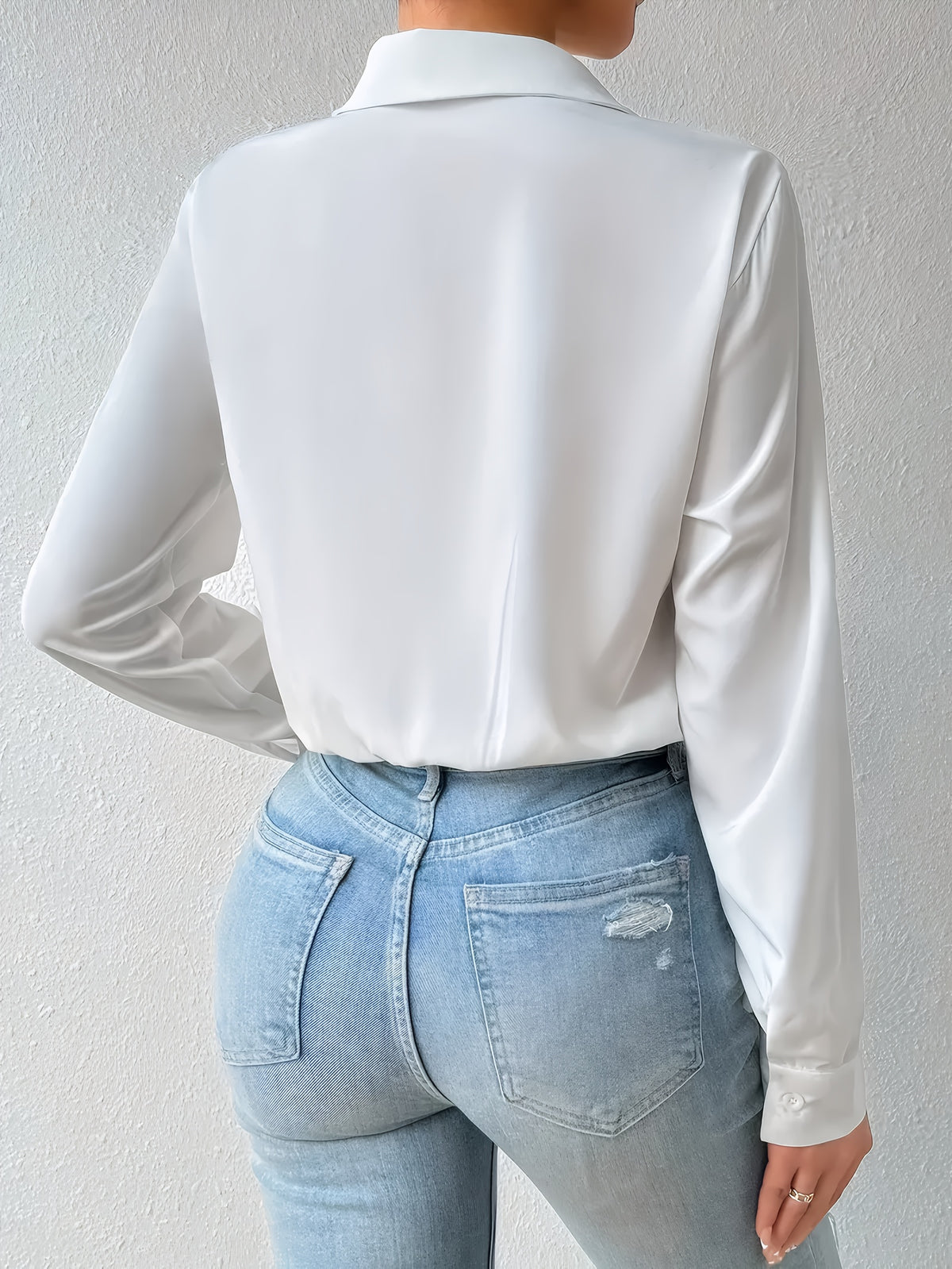 Women's Long Sleeve Shirt Jumpsuit Elegant One-Piece Romper Formal Casual Wear White Black Red XS-XL