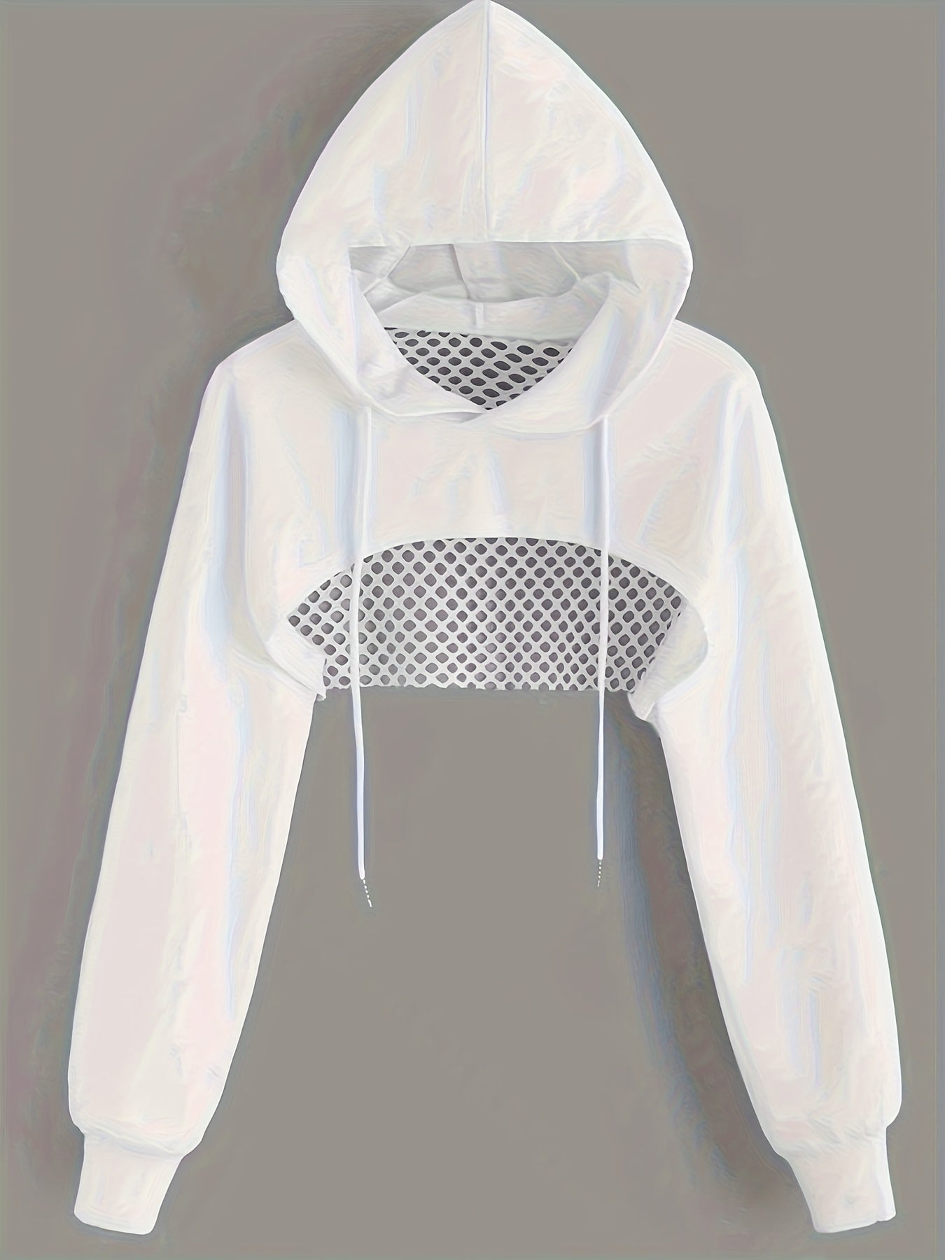 Y2K Hooded Sweatshirt Women Long Sleeve Crop Pullover Drawstring Hood Street Casual Fashion Top Black XS S M L XL XXL