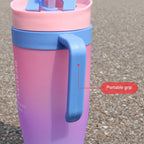 3-Pack Water Bottles Set 46oz 27oz 9.5oz with Straw Lid & Handle – BPA-Free Insulated Travel Cups for Gym Hiking Camping Fitness & Outdoor Sports, Leak-Proof Reusable Drinking Bottles