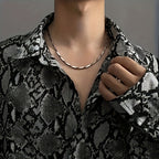 8pcs Men's Stainless Steel Necklace Set – Cuban Chain & Twisted Chain Hip Hop Street Style, Durable Fashion Chains for Men, Perfect Gift for Boyfriend, Son, Father's Day & Birthday