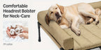 Cooling Elevated Dog Bed with Removable Pillow-Top Mat – Raised Bolster Dog Cot with Breathable Mesh Non-Slip Feet Dog Sofa Bed for Indoor & Outdoor Use
