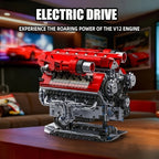 1607pcs Motorized V12 Engine Model Kit with Rechargeable Motor – Sports Car Engine Assembly Set, STEM Mechanical Engineering Building Toy, Group Build Collectible, Holiday Birthday Gift for Adults & Teens