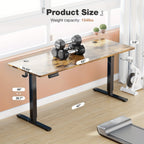 63 Inch Electric Standing Desk – Height Adjustable Sit-Stand PC Workstation with Wood Desktop, Home Office, Bedroom & Gaming Room Computer Work Table for Small Spaces