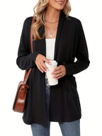 Women's Open Front Cardigan Sweater Long Sleeve with Pockets - Cozy Knit Oversized Drape Wrap Sweater for Fall Winter, Casual Loose Fit Outwear Top S-XXL Multiple Colors
