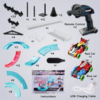 RC Track Car Rail Racing Toy Set, Build Your Own 3D Super Track Slot Car Playset with 2 Cars & 2 Remote Controllers – STEM Kids Gift for Boys Girls Ages 6+