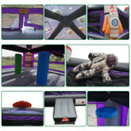 Outer Space Bounce House 16.5ft - Commercial Grade PVC Inflatable Bouncy Castle, Astronaut & Rocket Theme, Starry Sky Roof, Basketball Hoop, 360° Mesh Walls | Backyard Kids Party (With/Without Blower)